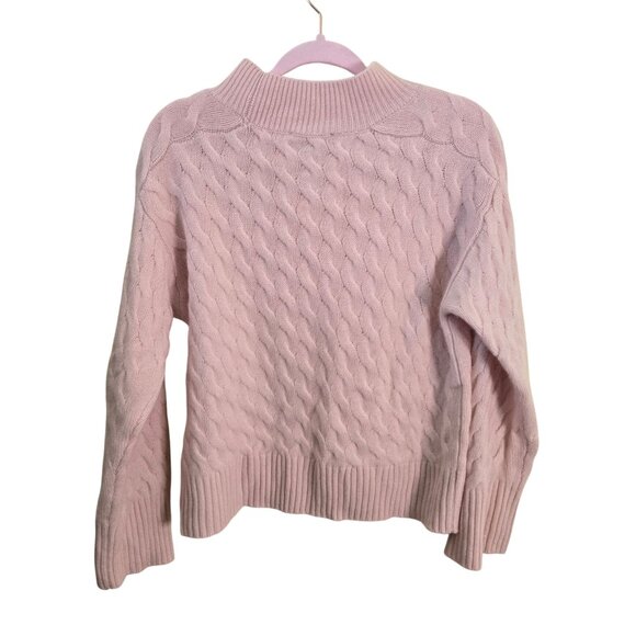 Ann Taylor Pink 100% Cashmere Cable Knit Mock Neck Sweater 2024 Size XS - Picture 3 of 7